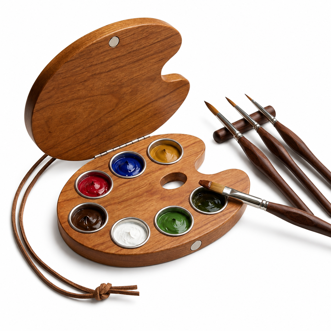 Cerksms™ Vintage Pocket Palette, Portable Wooden Oil Paint Palette Set with Fine Oil Pigments, Travel Pouch, Mini Handheld Artist Palette for Plein Air Painting, Sketching, Studio, Art Class & Creative Gifts