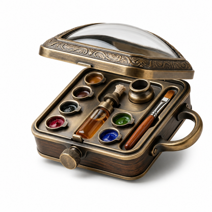 Cerksms™ Portable Oil Paint Palette Box, Artist-Grade Travel Painting Kit with Integrated Solvent Cup, Mini Oil-Wiping Tool, Brush Slot & Mixing Palette, Compact Plein Air Paint Master for Oil Painting, Sketching, Outdoor Painting & Creative Gifts